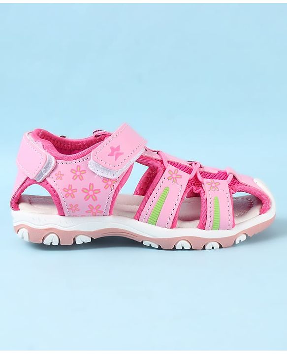 Cute Walk by Babyhug Velcro Closure Sandals with Floral Print - Pink