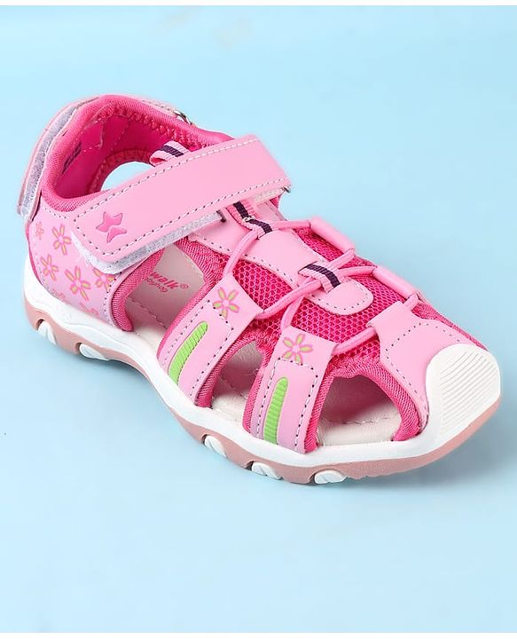 Cute Walk by Babyhug Velcro Closure Sandals with Floral Print - Pink