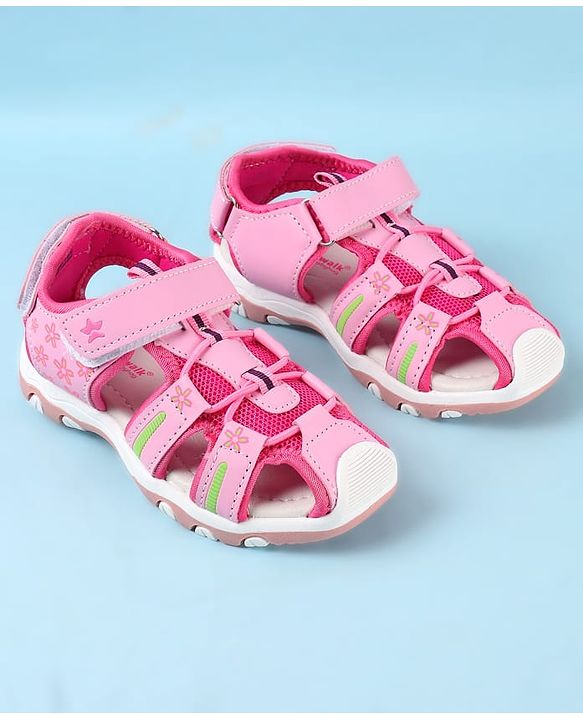 Cute Walk by Babyhug Velcro Closure Sandals with Floral Print - Pink