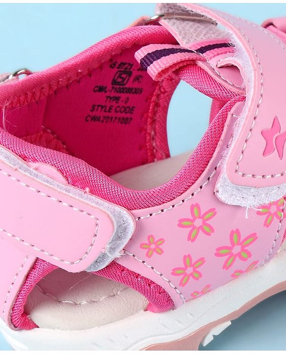 Cute Walk by Babyhug Velcro Closure Sandals with Floral Print - Pink