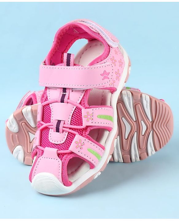 Cute Walk by Babyhug Velcro Closure Sandals with Floral Print - Pink