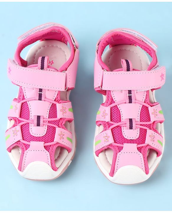 Cute Walk by Babyhug Velcro Closure Sandals with Floral Print - Pink