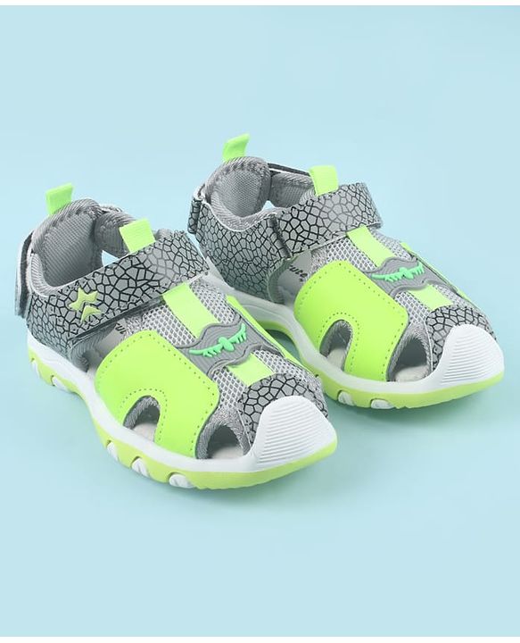 Cute Walk by Babyhug Printed Sandals with Velcro Closure - Grey