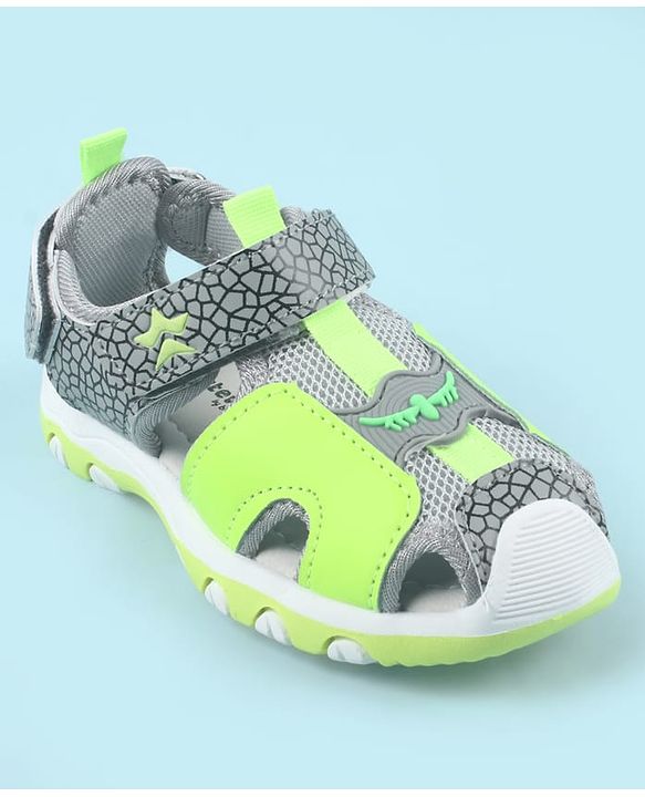 Cute Walk by Babyhug Printed Sandals with Velcro Closure - Grey