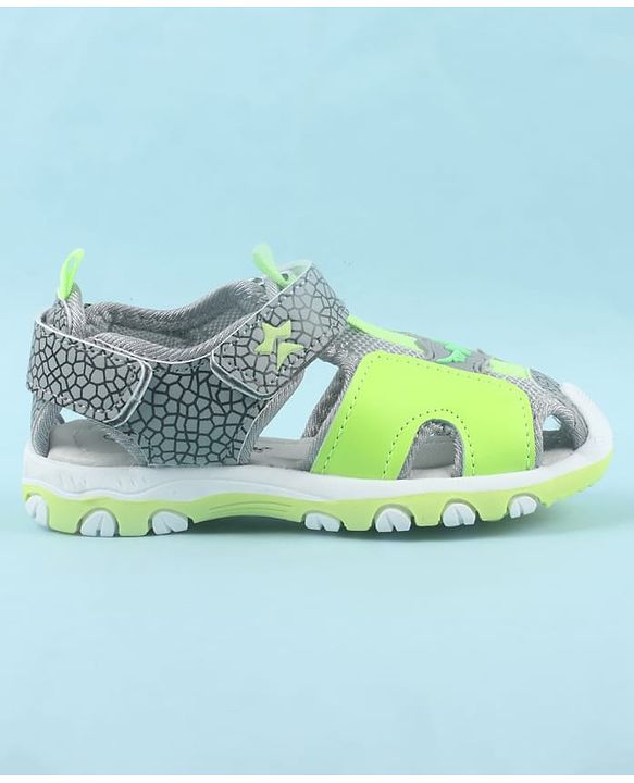 Cute Walk by Babyhug Printed Sandals with Velcro Closure - Grey