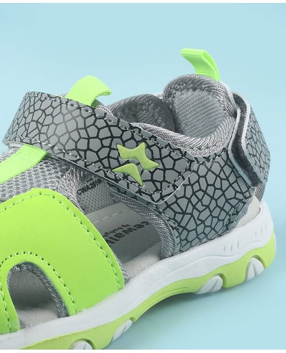 Cute Walk by Babyhug Printed Sandals with Velcro Closure - Grey