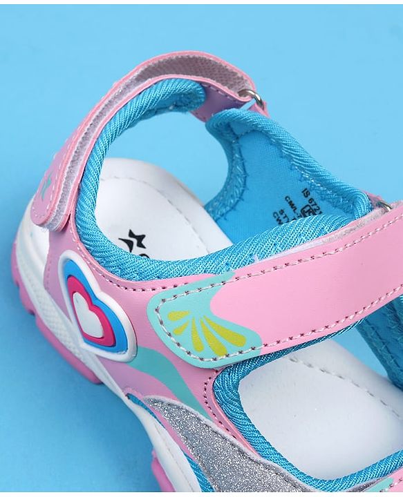 Cute Walk by Babyhug Sandals with Velcro Closure & Heart Applique - Pink