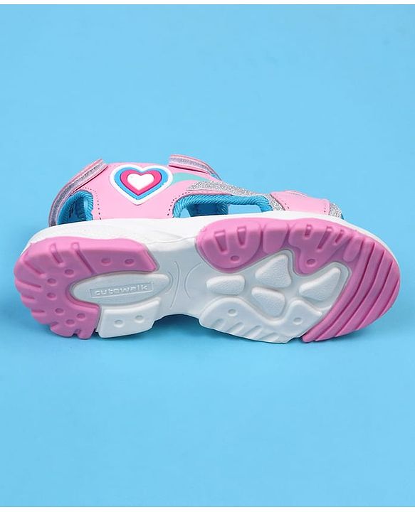 Cute Walk by Babyhug Sandals with Velcro Closure & Heart Applique - Pink