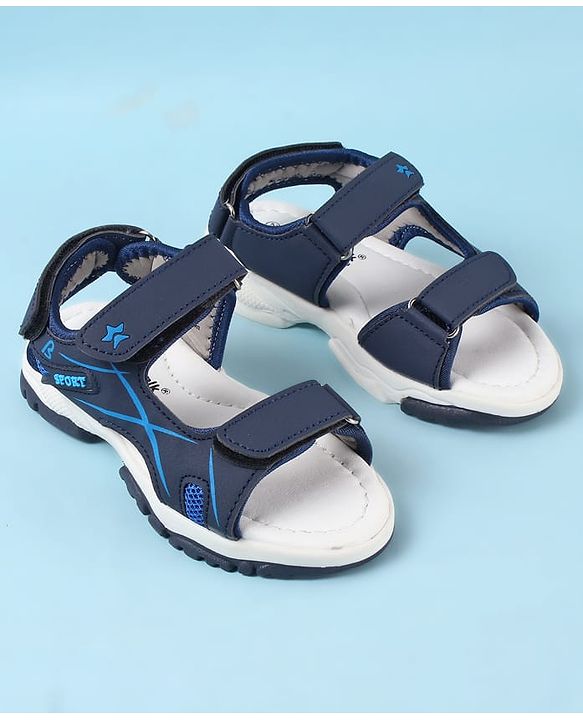 Cute Walk by Babyhug Velcro Closure Sandals with Sport Applique - Blue