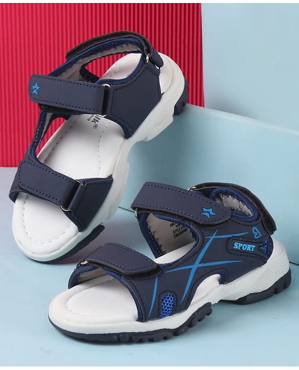 Cute Walk by Babyhug Velcro Closure Sandals with Sport Applique - Blue
