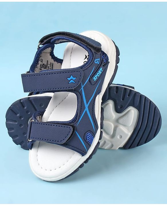 Cute Walk by Babyhug Velcro Closure Sandals with Sport Applique - Blue