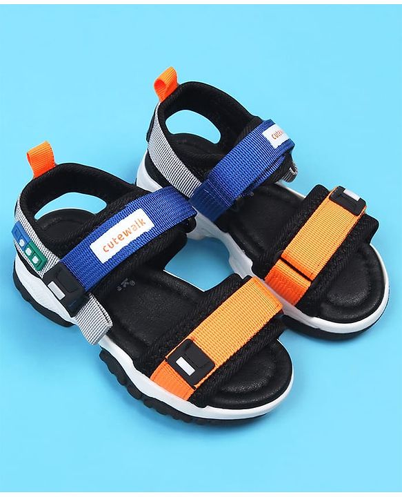 Cute Walk by Babyhug Velcro Closure Sandals - Blue & Orange