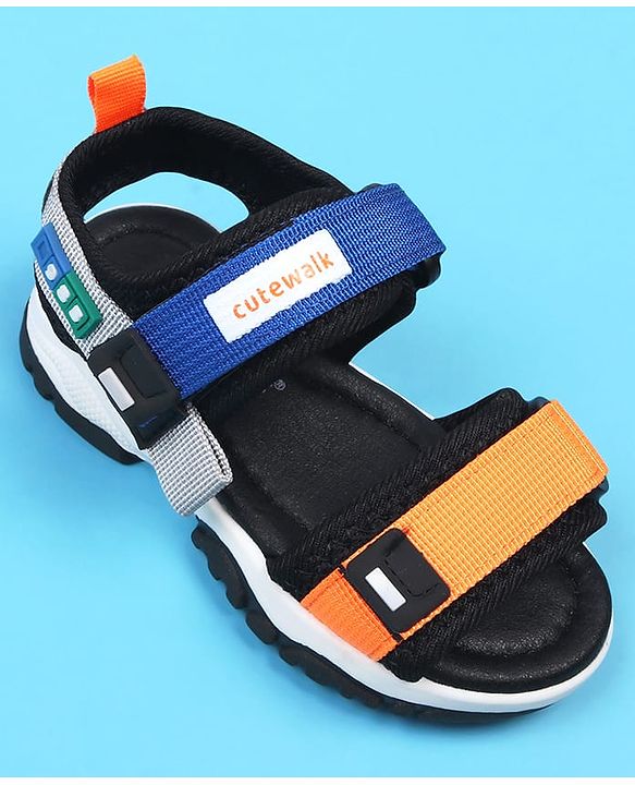 Cute Walk by Babyhug Velcro Closure Sandals - Blue & Orange