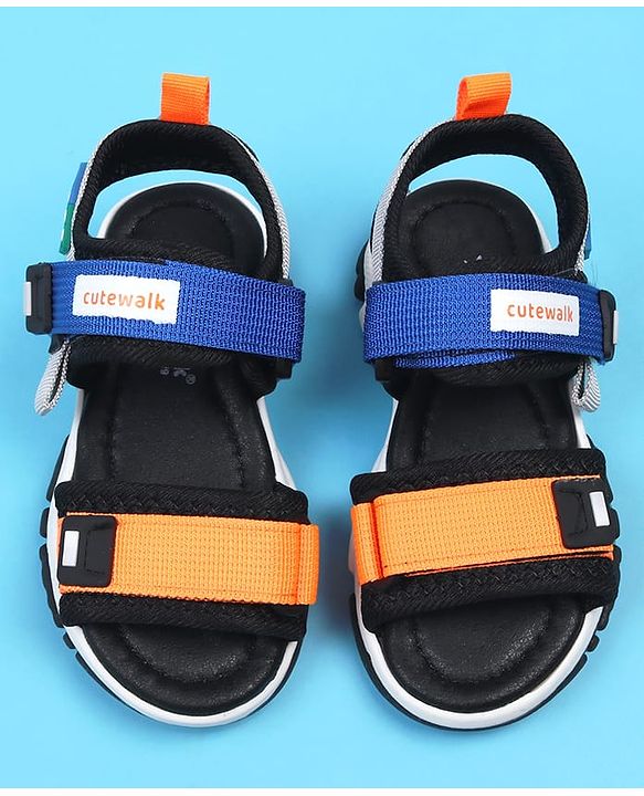 Cute Walk by Babyhug Velcro Closure Sandals - Blue & Orange