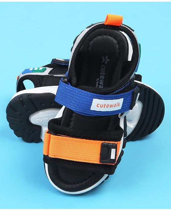 Cute Walk by Babyhug Velcro Closure Sandals - Blue & Orange