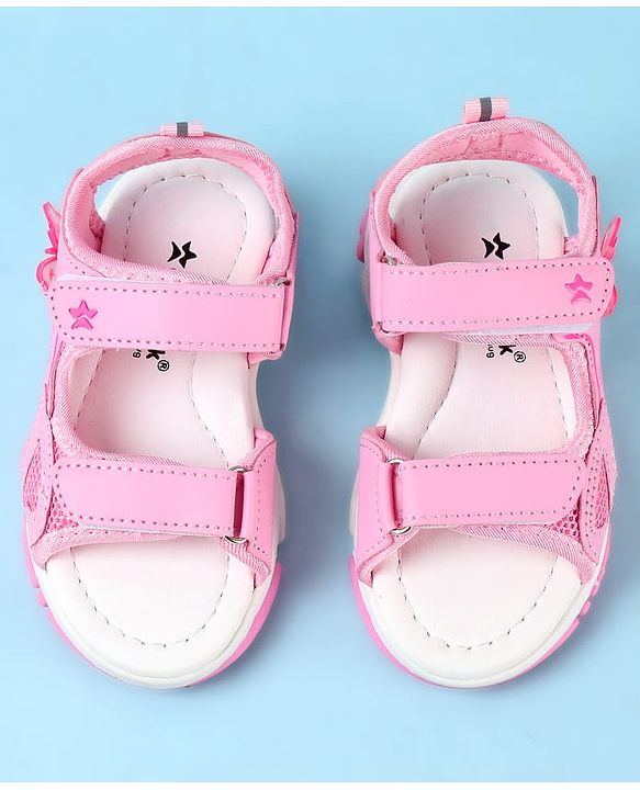 Cute Walk by Babyhug Velcro Closure Sandals with Butterfly Applique - Pink