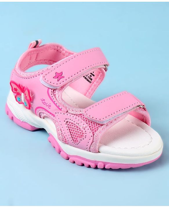 Cute Walk by Babyhug Velcro Closure Sandals with Butterfly Applique - Pink