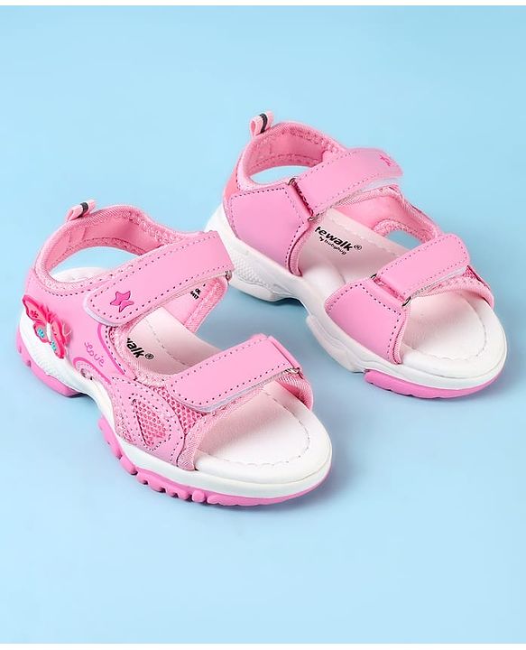 Cute Walk by Babyhug Velcro Closure Sandals with Butterfly Applique - Pink