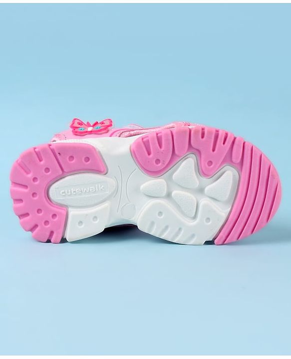 Cute Walk by Babyhug Velcro Closure Sandals with Butterfly Applique - Pink