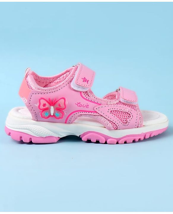 Cute Walk by Babyhug Velcro Closure Sandals with Butterfly Applique - Pink