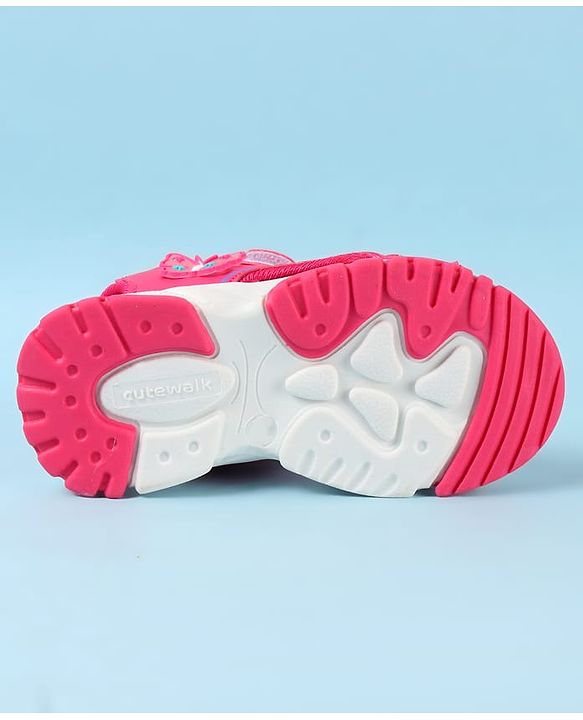 Cute Walk by Babyhug Velcro Closure Sandals with Butterfly Applique - Pink