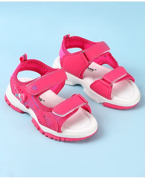 Cute Walk by Babyhug Velcro Closure Sandals with Butterfly Applique - Pink