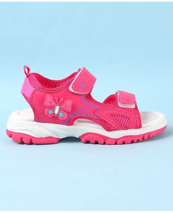 Cute Walk by Babyhug Velcro Closure Sandals with Butterfly Applique - Pink