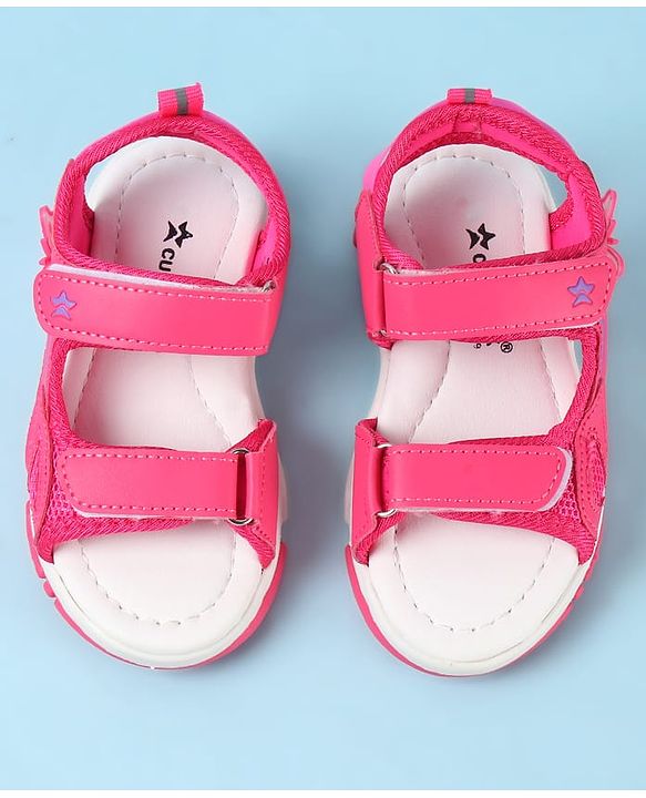 Cute Walk by Babyhug Velcro Closure Sandals with Butterfly Applique - Pink