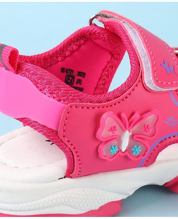 Cute Walk by Babyhug Velcro Closure Sandals with Butterfly Applique - Pink