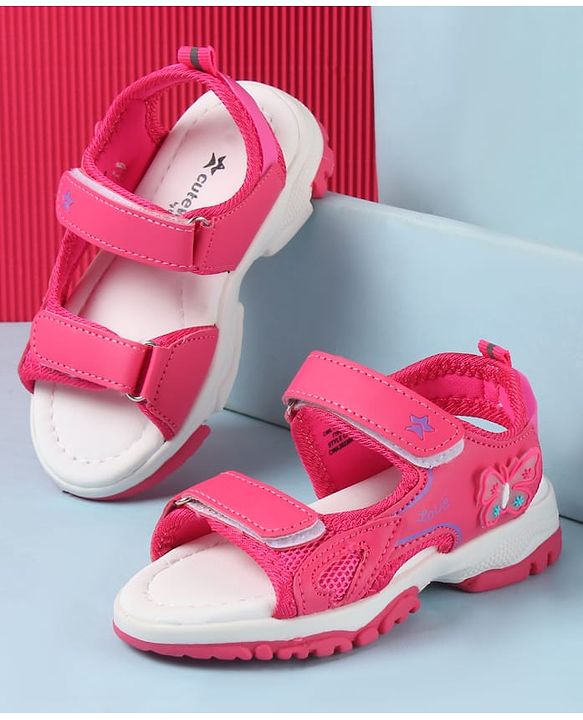 Cute Walk by Babyhug Velcro Closure Sandals with Butterfly Applique - Pink