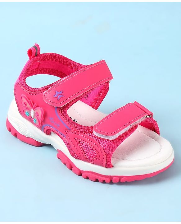 Cute Walk by Babyhug Velcro Closure Sandals with Butterfly Applique - Pink