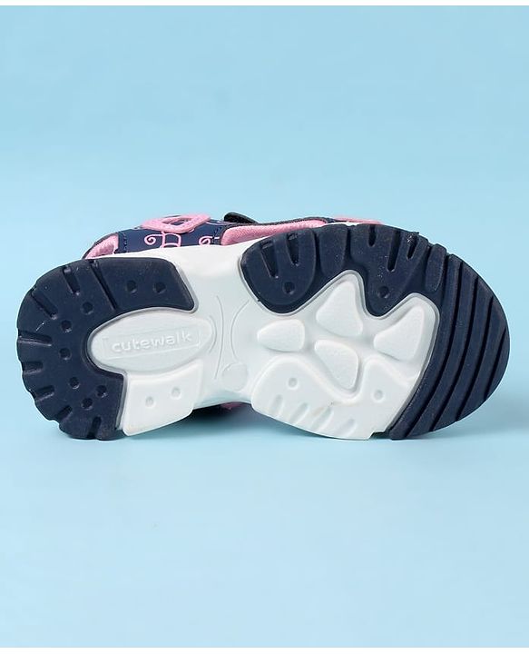 Cute Walk by Babyhug Velcro Closure Sandals with Heart Applique - Blue