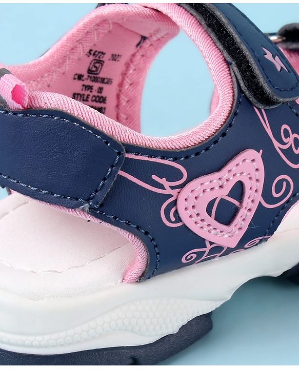 Cute Walk by Babyhug Velcro Closure Sandals with Heart Applique - Blue