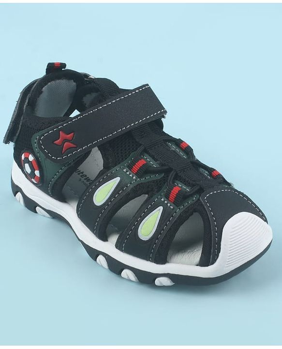 Cute Walk by Babyhug Velcro Closure Sandals with Football Applique - Black
