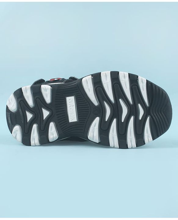 Cute Walk by Babyhug Velcro Closure Sandals with Football Applique - Black