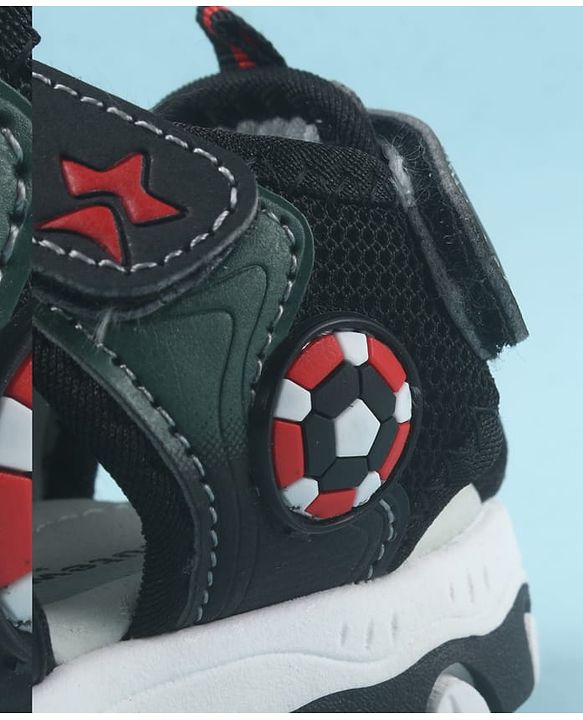 Cute Walk by Babyhug Velcro Closure Sandals with Football Applique - Black