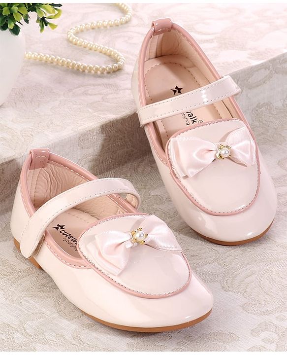 Cute Walk by Babyhug Ballerina With Velcro Closure & Bow Applique - Red