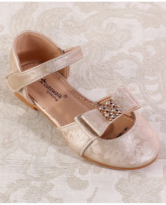 Cute Walk by Babyhug Velcro Closure Floral Designed Ballerina - Golden