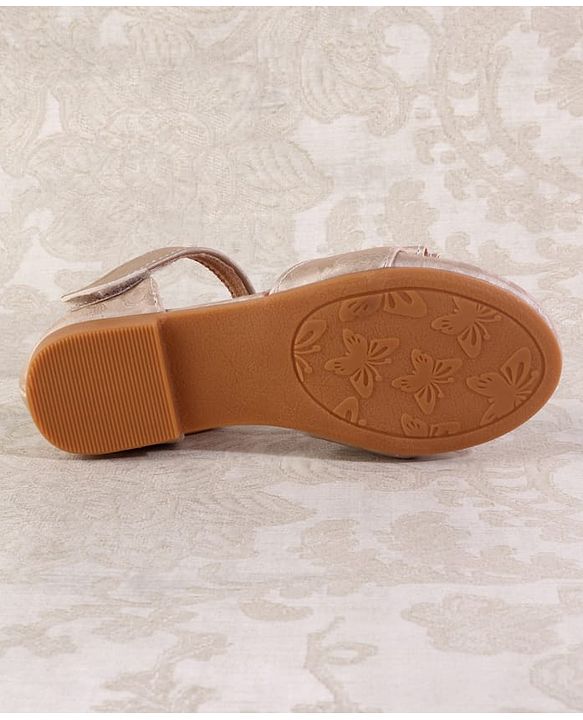 Cute Walk by Babyhug Velcro Closure Floral Designed Ballerina - Golden