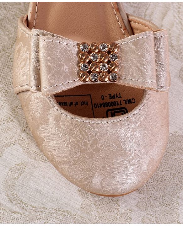 Cute Walk by Babyhug Velcro Closure Floral Designed Ballerina - Golden