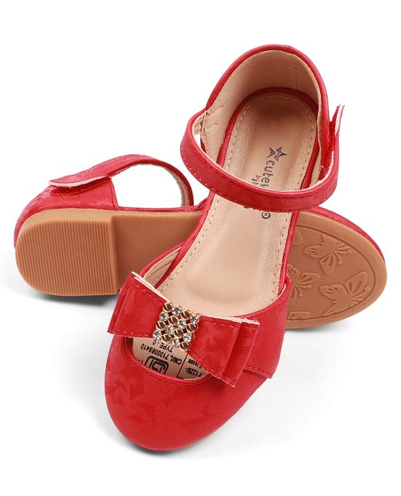 Cute Walk by Babyhug Velcro Closure Floral Designed Ballerina - Golden