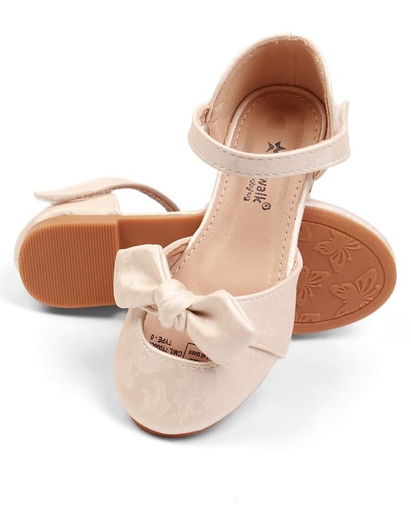 Cute Walk by Babyhug Velcro Closure Ballerina with Bow Applique - Beige