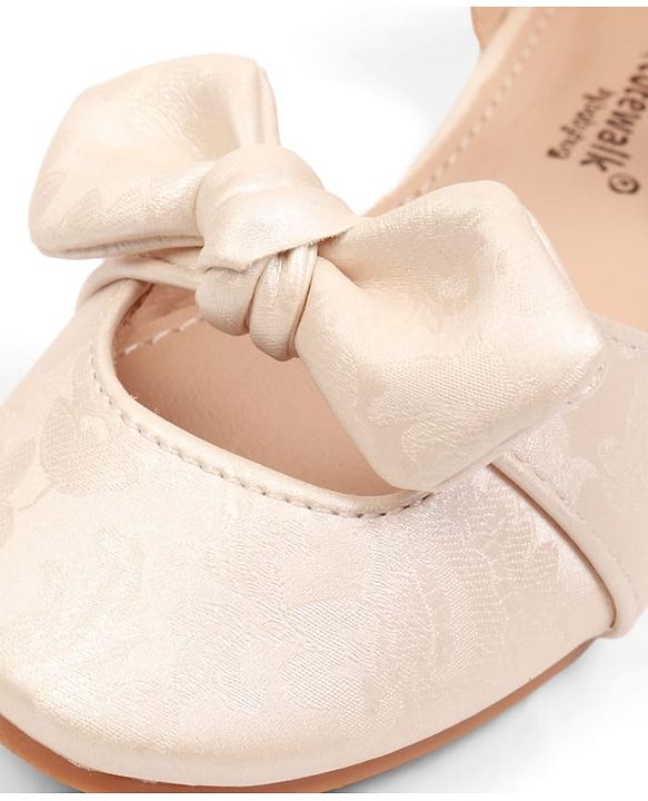 Cute Walk by Babyhug Velcro Closure Ballerina with Bow Applique - Beige