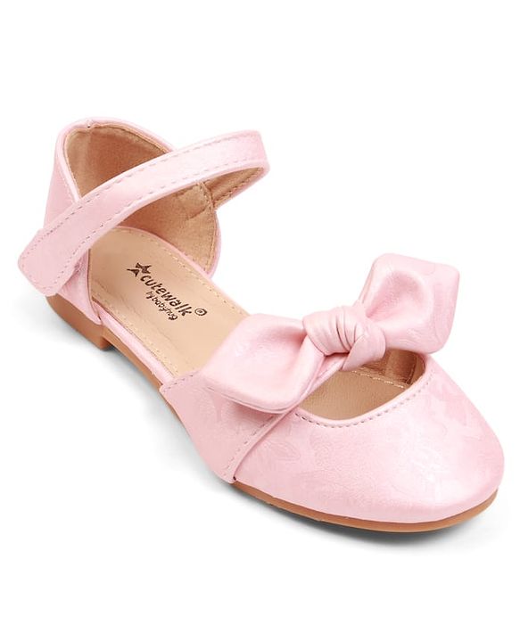 Cute Walk by Babyhug Velcro Closure Ballerina with Bow Applique - Beige