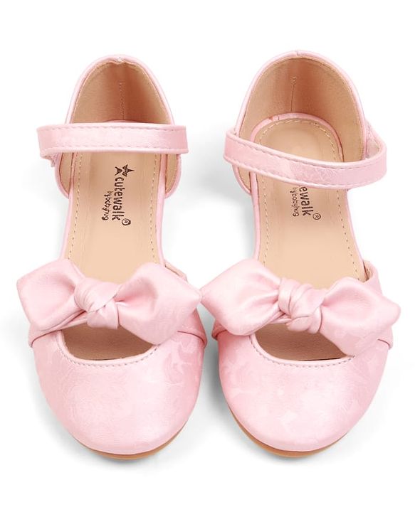 Cute Walk by Babyhug Velcro Closure Ballerina with Bow Applique - Beige