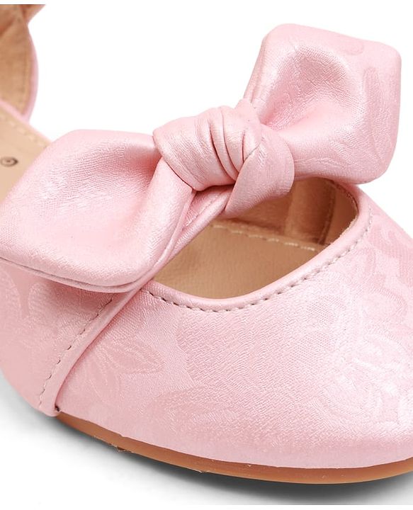 Cute Walk by Babyhug Velcro Closure Ballerina with Bow Applique - Beige