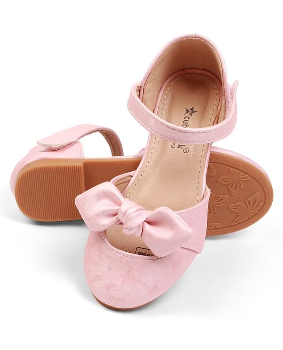 Cute Walk by Babyhug Velcro Closure Ballerina with Bow Applique - Beige