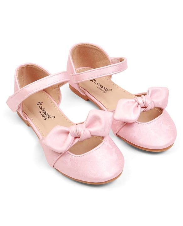 Cute Walk by Babyhug Velcro Closure Ballerina with Bow Applique - Beige