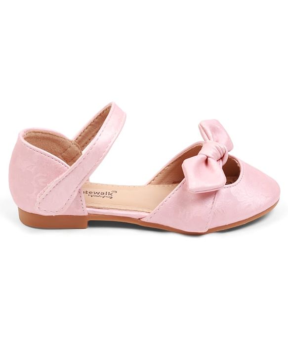 Cute Walk by Babyhug Velcro Closure Ballerina with Bow Applique - Beige