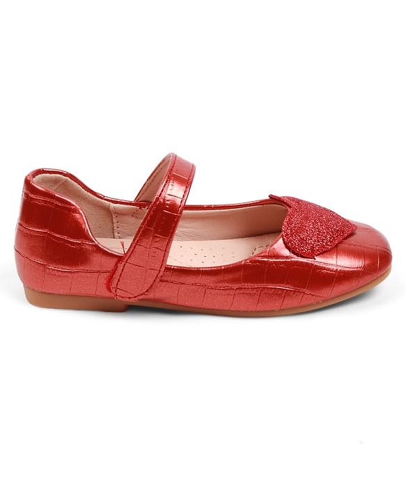 Cute Walk by Babyhug Velcro Closure Ballerina With Heart Applique - Red